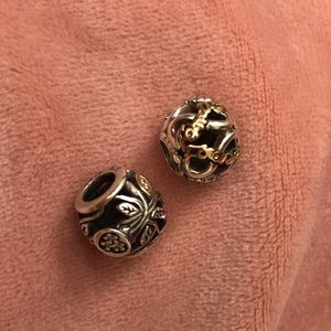 Pandora set of 2 charms,925ALE SILVER+14K 585 Gold